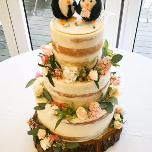 3 Tier semi naked wedding cake 